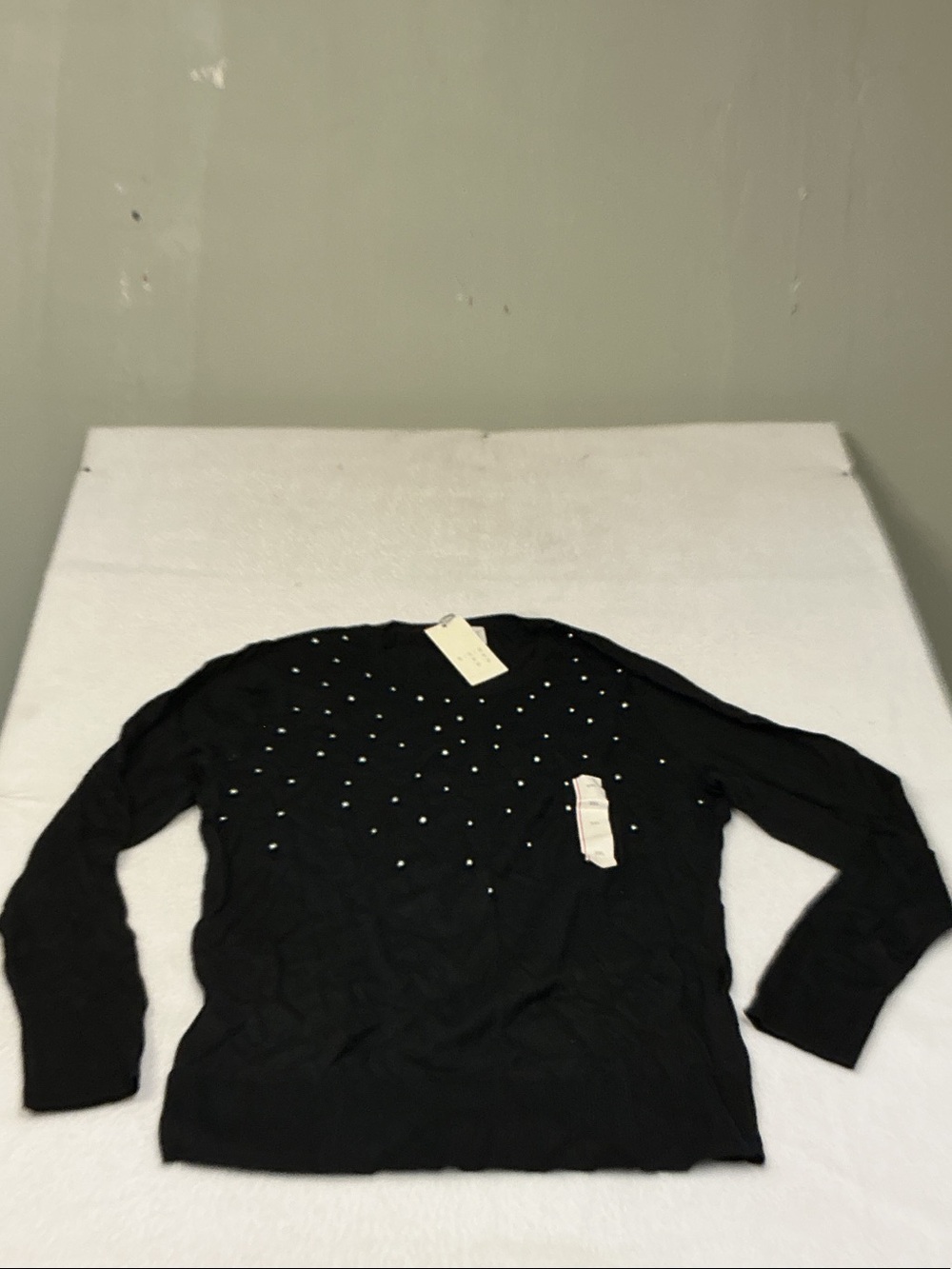 a new day Black Long-Sleeve Top with Stud Accents Sz XXL, 3178